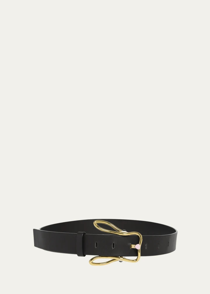 Bunny Buckle Leather Belt
