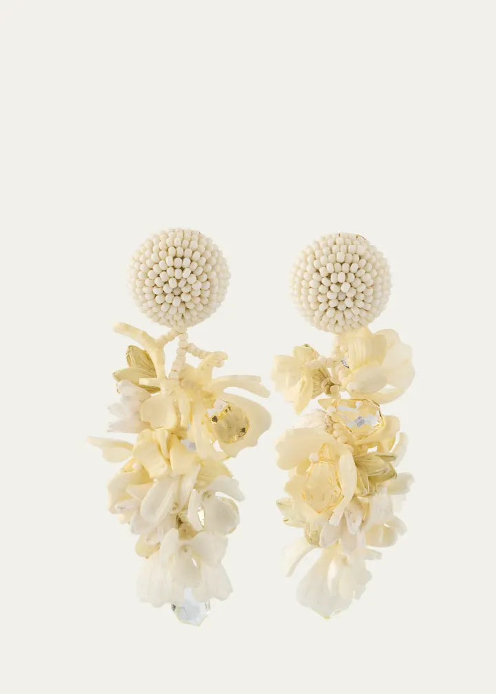 Plexy and Raffia Flowers Earrings