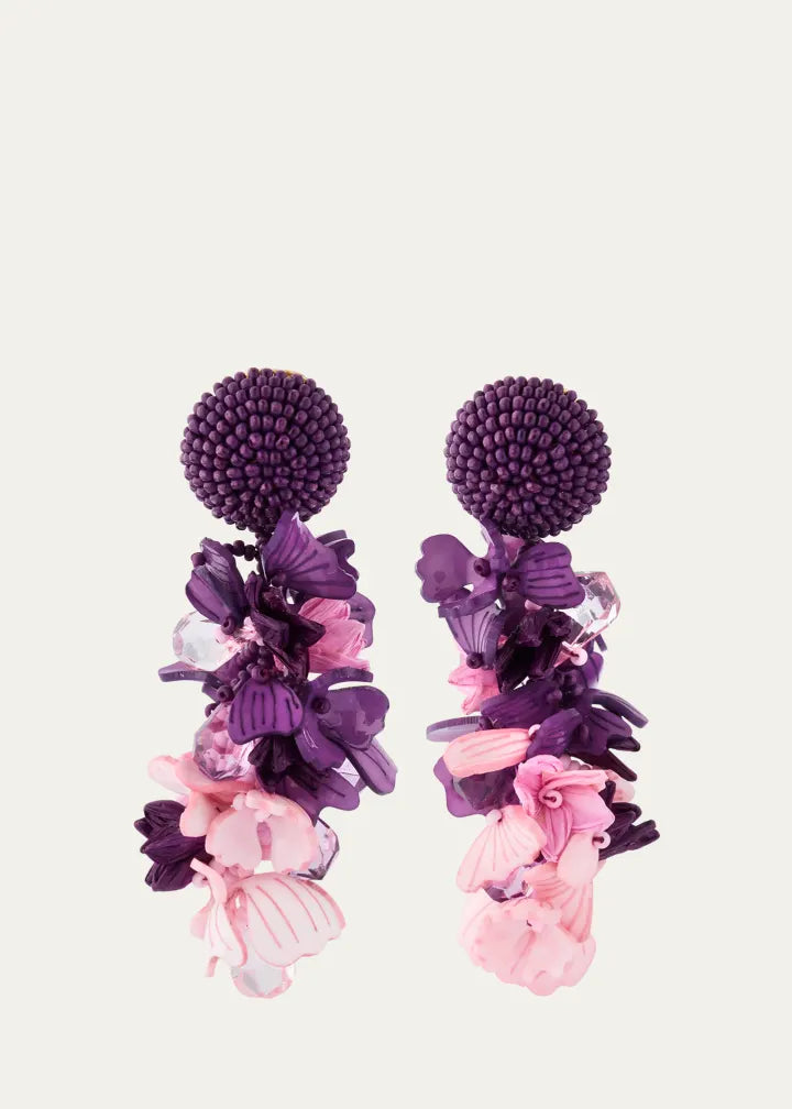 Plexy and Raffia Flowers Earrings