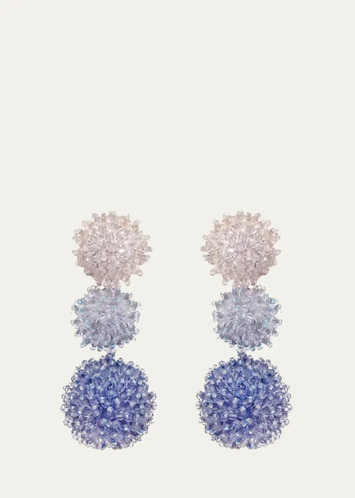 Triple Drop Pom-Pom Earrings