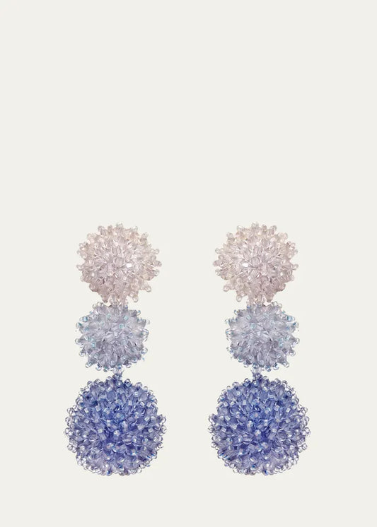 Triple Drop Pom-Pom Earrings