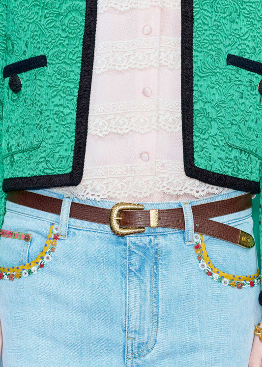 VLogo Signature Engraved Leather Belt