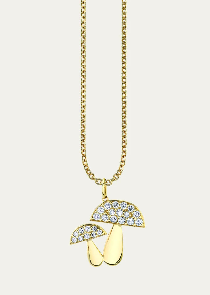 Large Mushroom Pendant Necklace with Diamond