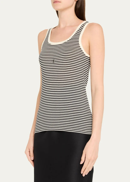 YSL Logo Striped Tank Top