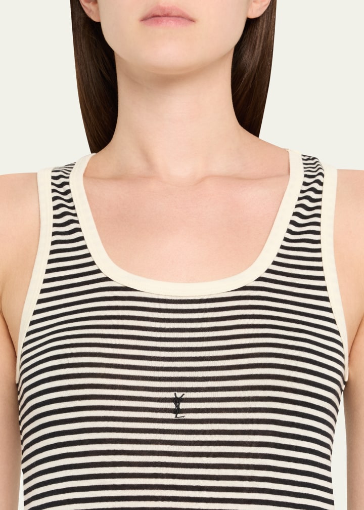 YSL Logo Striped Tank Top