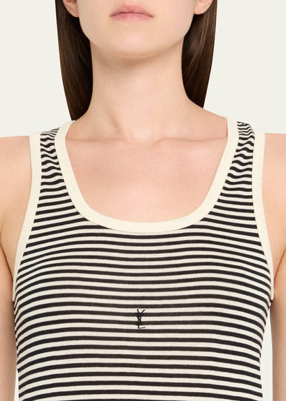 YSL Logo Striped Tank Top
