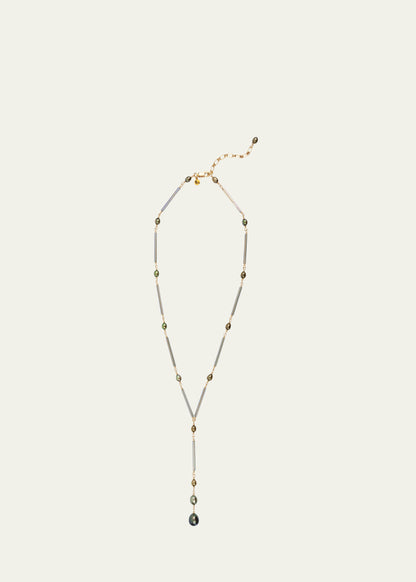 Twig Necklace with Pearls and Glass Beads