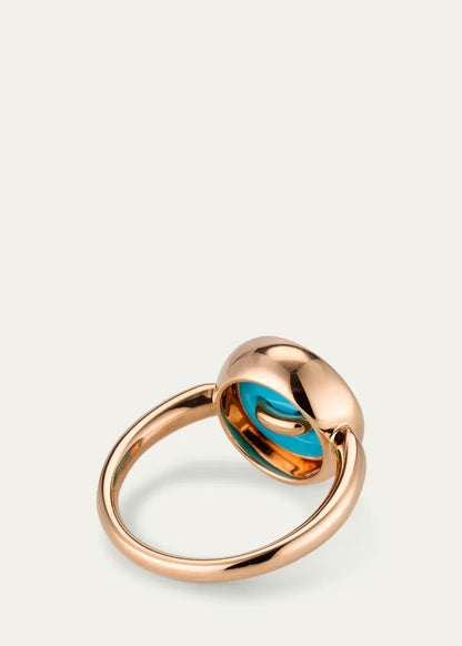 Pom Pom Dot  Rose Gold Diamond and Turquoise Flip Ring
