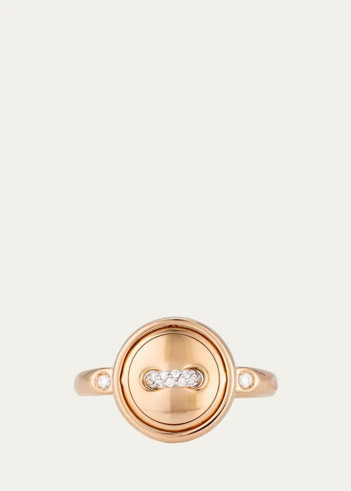 Pom Pom Dot  Rose Gold Diamond and Turquoise Flip Ring