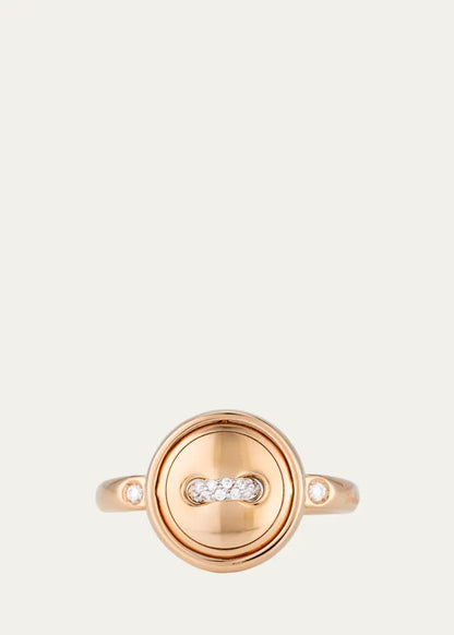 Pom Pom Dot  Rose Gold Diamond and Turquoise Flip Ring