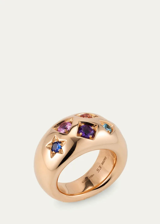 Iconica Dome Ring with Fancy Set Colored Stones