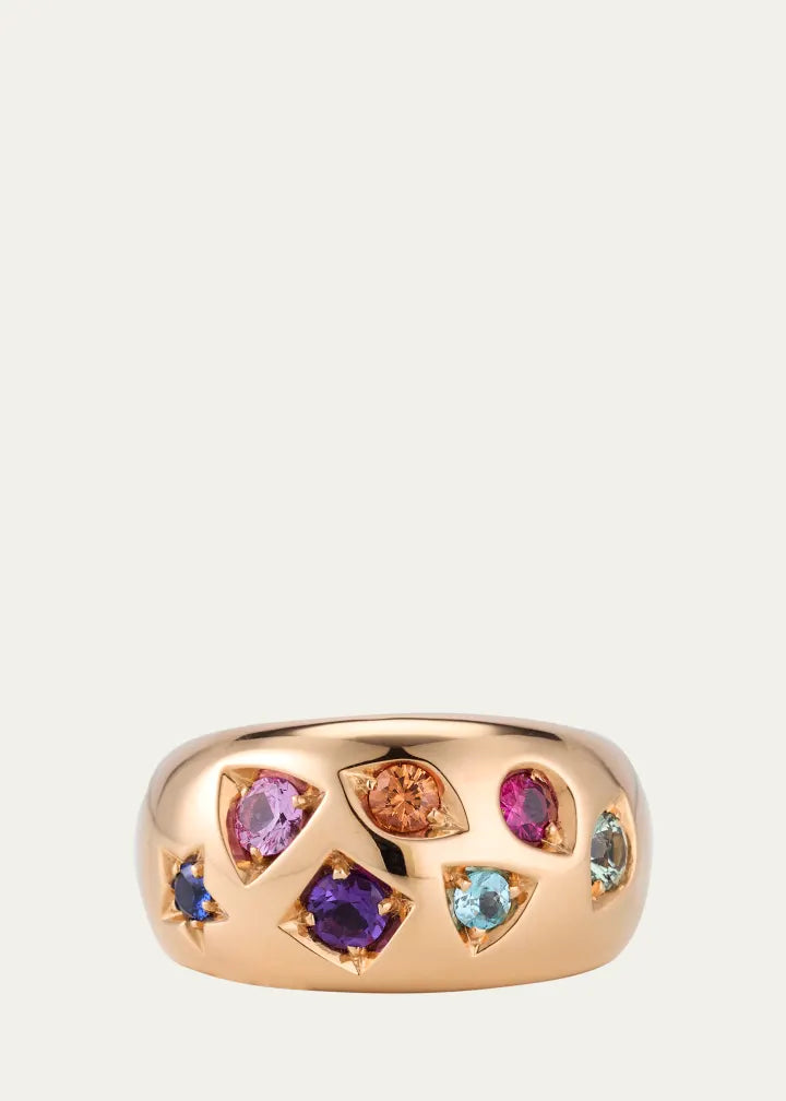 Iconica Dome Ring with Fancy Set Colored Stones
