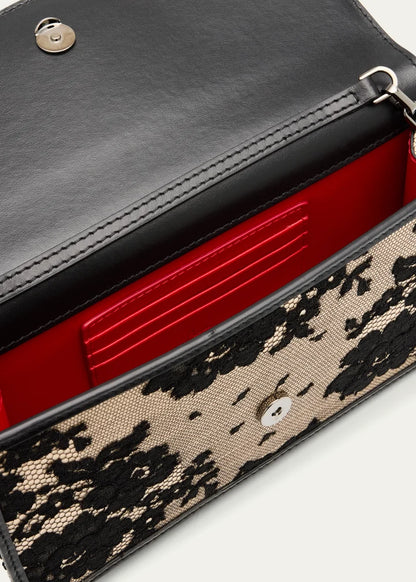 Loubi54 Clutch Bag in Leather & Lace