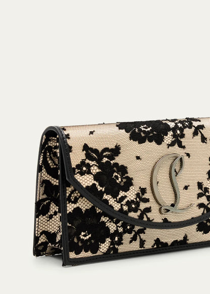 Loubi54 Clutch Bag in Leather & Lace
