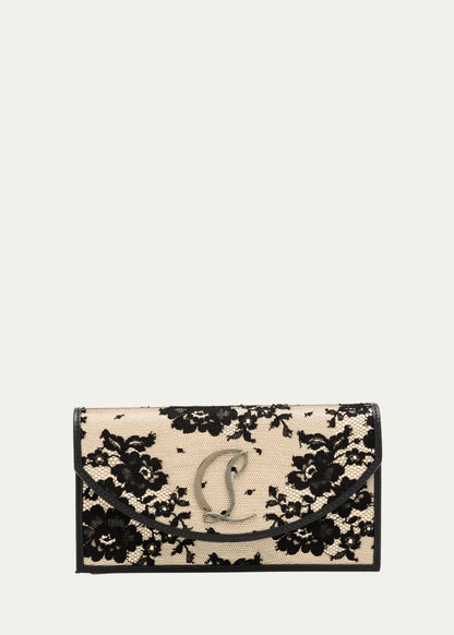 Loubi54 Clutch Bag in Leather & Lace