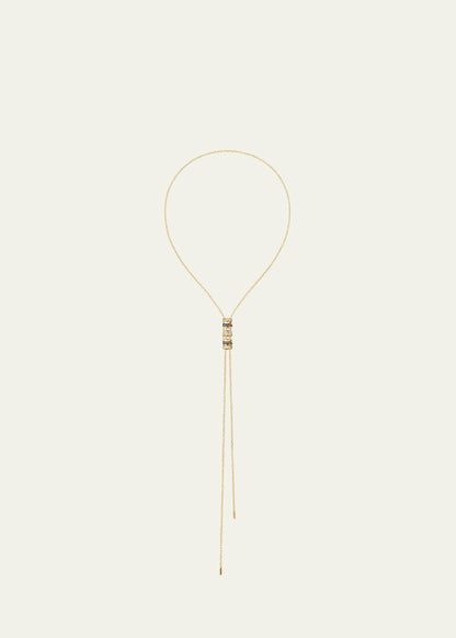 Quatre Classique 18K Tricolor Gold Tie Necklace with Brown PVD and Diamonds