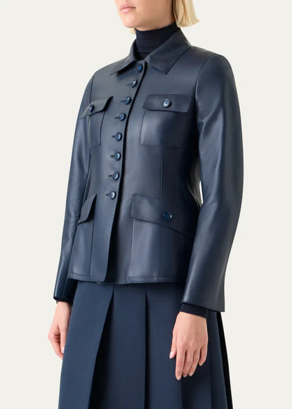 Delia Nappa Leather Fitted Jacket