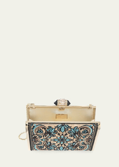 Floral Crystal Rectangle Clutch Bag