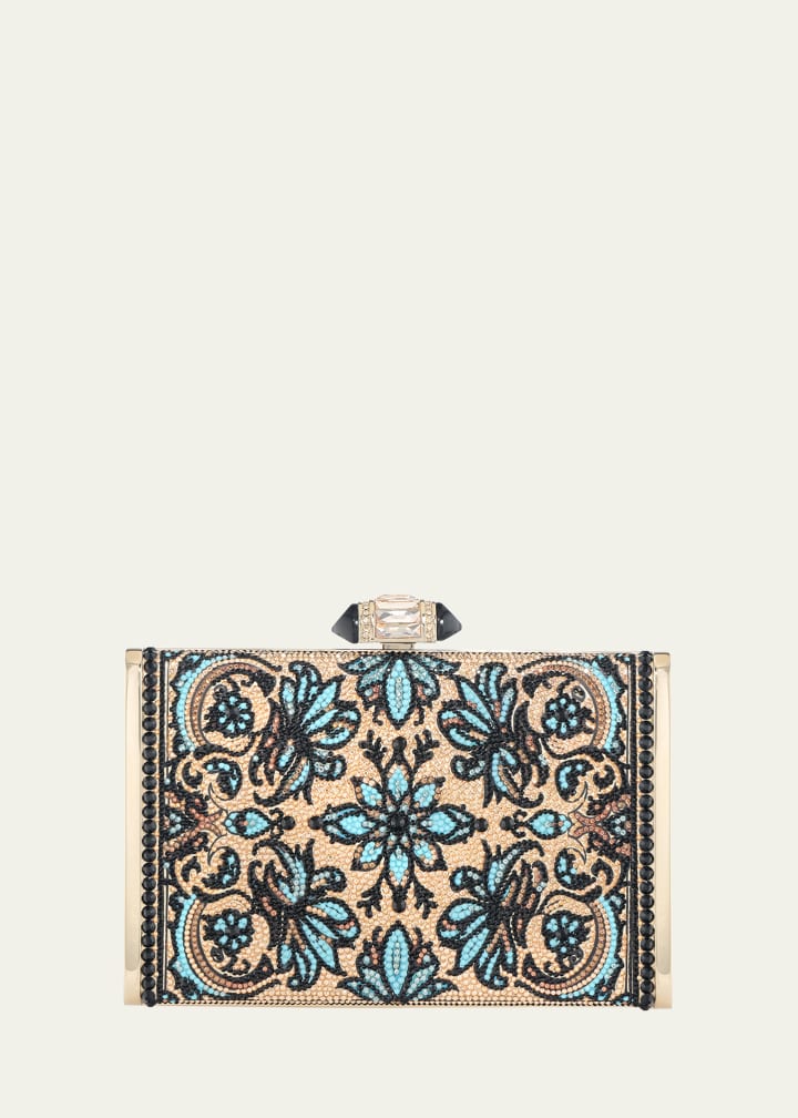 Floral Crystal Rectangle Clutch Bag