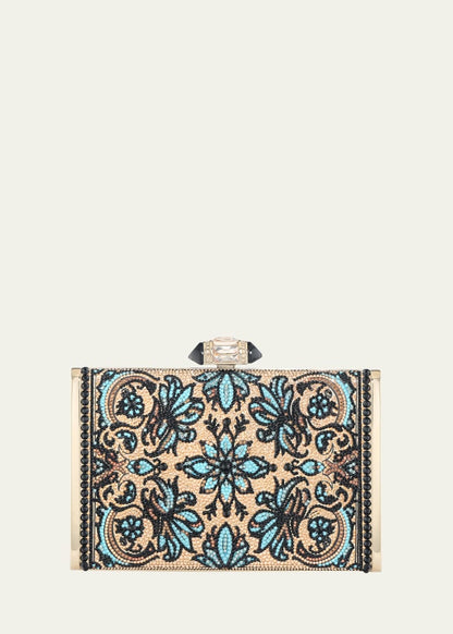 Floral Crystal Rectangle Clutch Bag