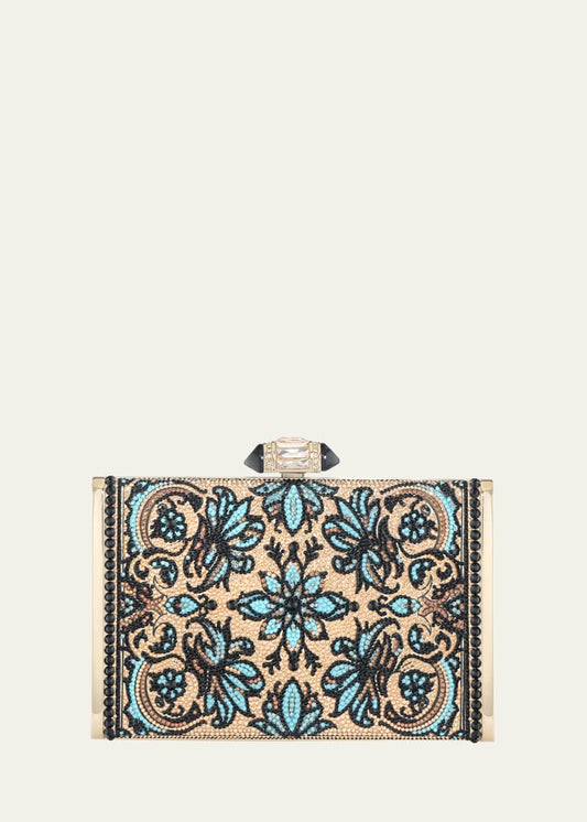 Floral Crystal Rectangle Clutch Bag