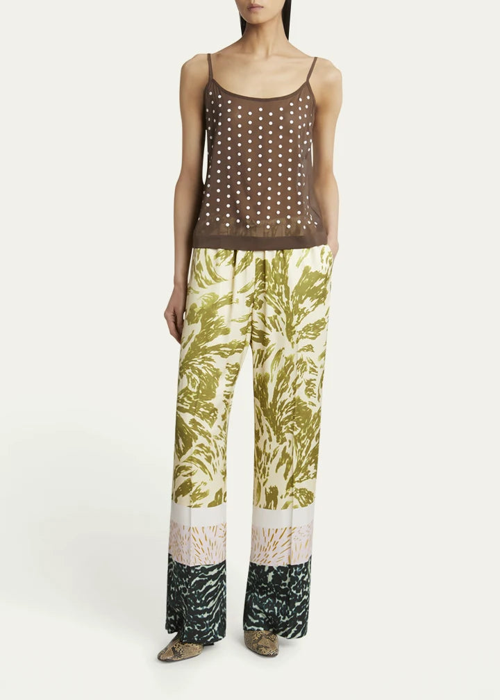 Calipso Polka-Dot Printed Sheer Cami Top