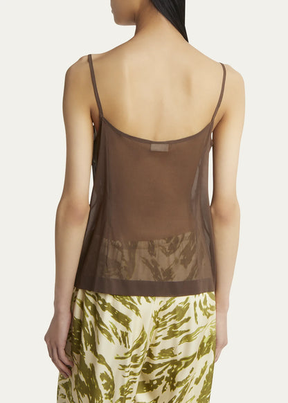 Calipso Polka-Dot Printed Sheer Cami Top