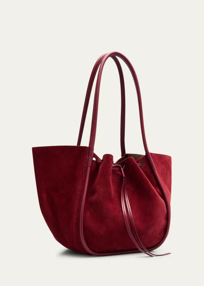 Large Ruched Suede Tote Bag