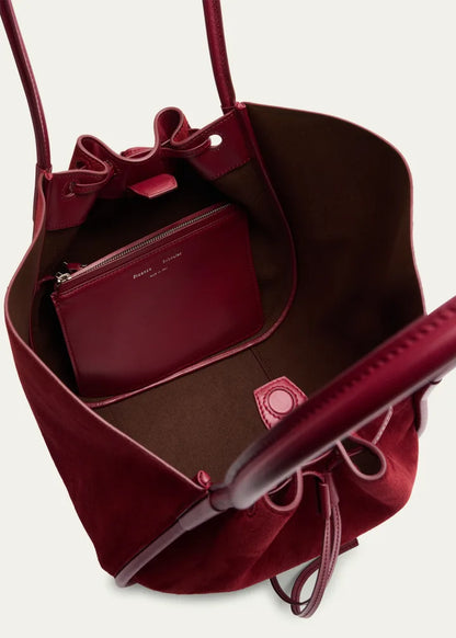 Large Ruched Suede Tote Bag