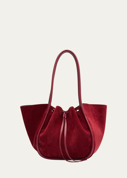 Large Ruched Suede Tote Bag