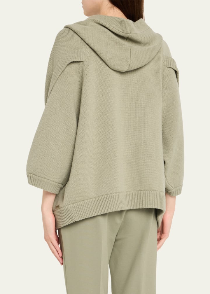 Vals Button Wool-Cashmere Hooded Cardigan