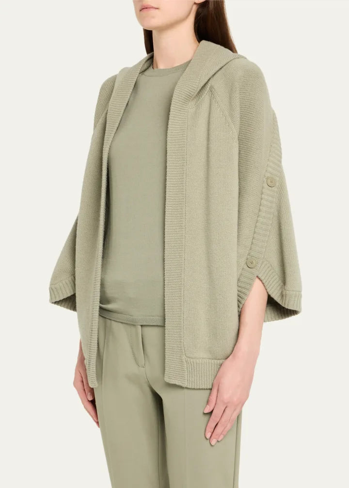 Vals Button Wool-Cashmere Hooded Cardigan