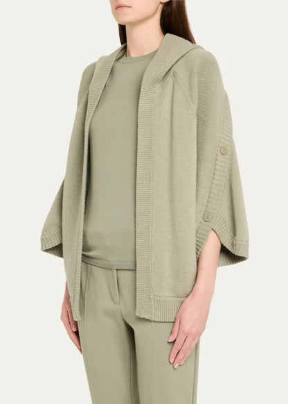 Vals Button Wool-Cashmere Hooded Cardigan