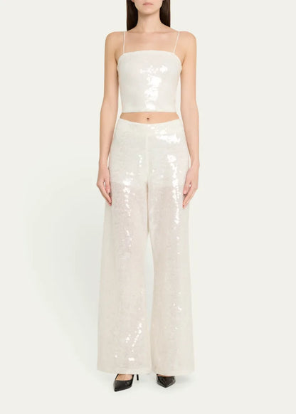 Alice + Olivia Ceresi Sequined Spaghetti-Strap Bandeau Top