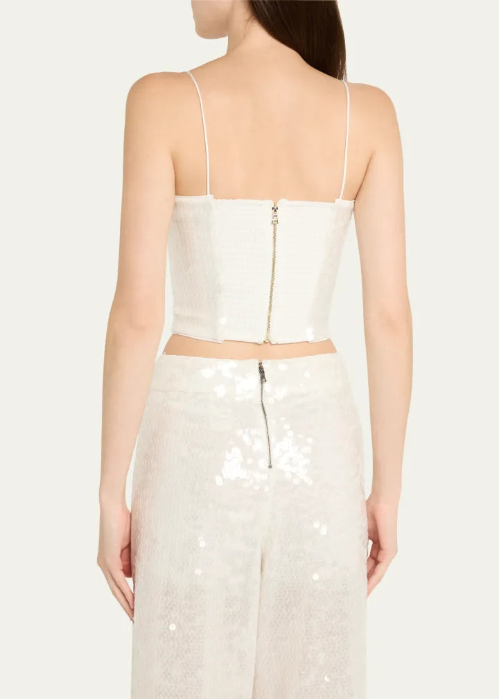 Alice + Olivia Ceresi Sequined Spaghetti-Strap Bandeau Top