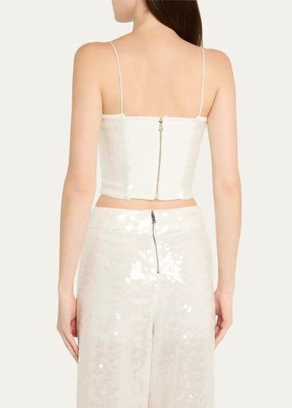 Alice + Olivia Ceresi Sequined Spaghetti-Strap Bandeau Top