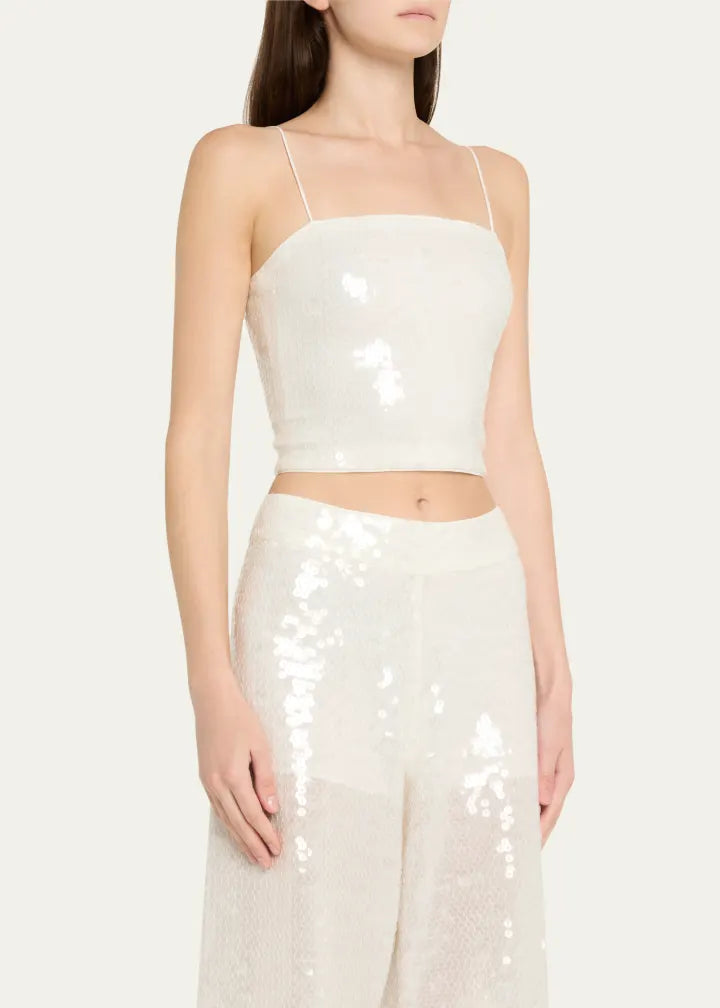 Alice + Olivia Ceresi Sequined Spaghetti-Strap Bandeau Top