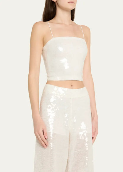 Alice + Olivia Ceresi Sequined Spaghetti-Strap Bandeau Top