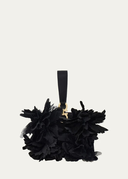 Floral Applique Leather Wristlet