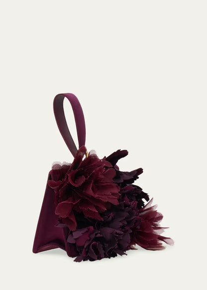 Flowers Suede Wristlet Clutch Bag