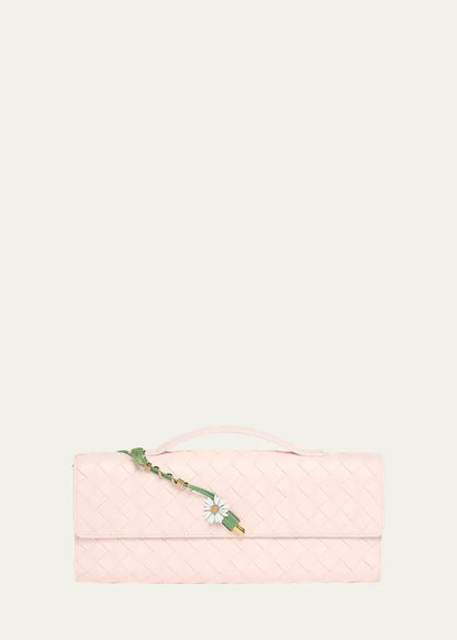 Andiamo Flower-Embellished Leather Clutch Bag