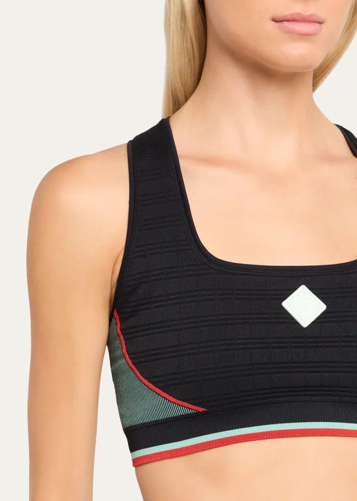 CASABLANCA Check Jacquard Seamless Sports Bra