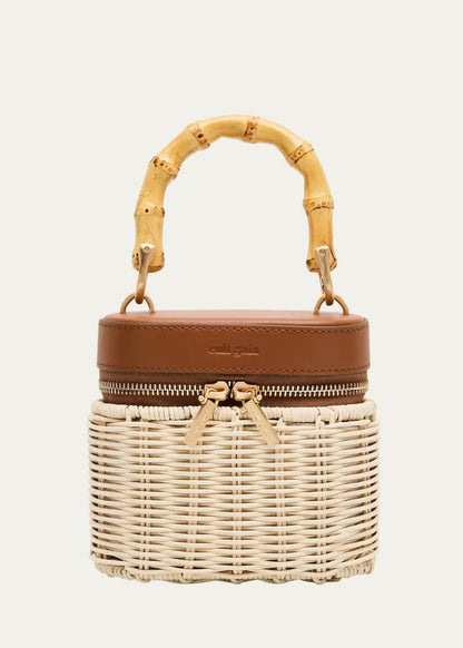 Gwyneth Raffia & Leather Crossbody Bag