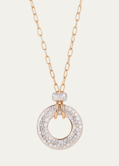 Rose Gold Diamond Pave Donut Pendant Necklace