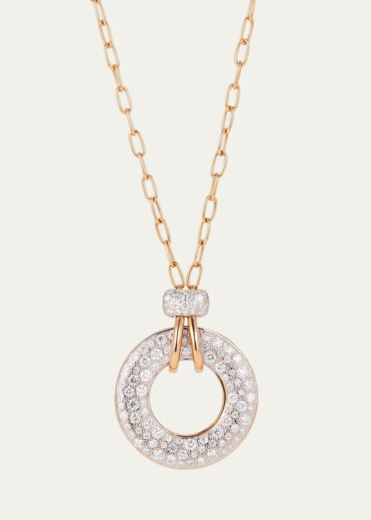 Rose Gold Diamond Pave Donut Pendant Necklace