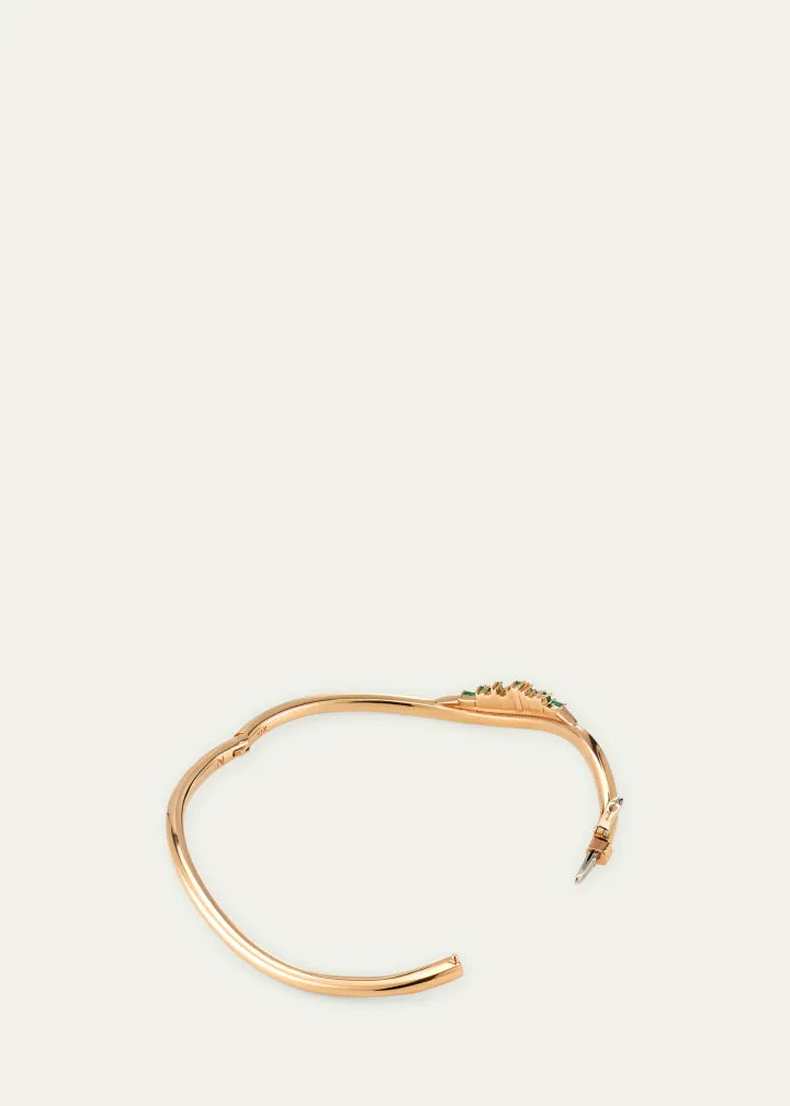 Rose Gold Twisted Cuff Bracelet with Emeralds