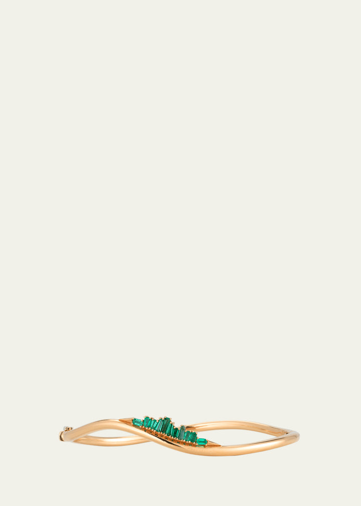Rose Gold Twisted Cuff Bracelet with Emeralds