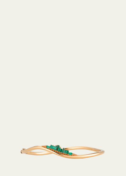Rose Gold Twisted Cuff Bracelet with Emeralds