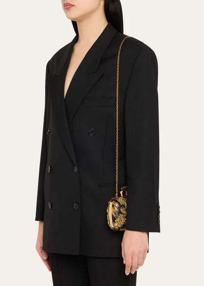 Skull Four Ring Embellished Clutch Bag