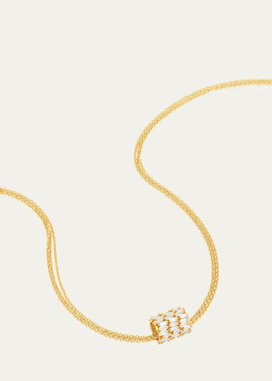 Gold Infinite Triple Row Diamond Rondelle Pendant
